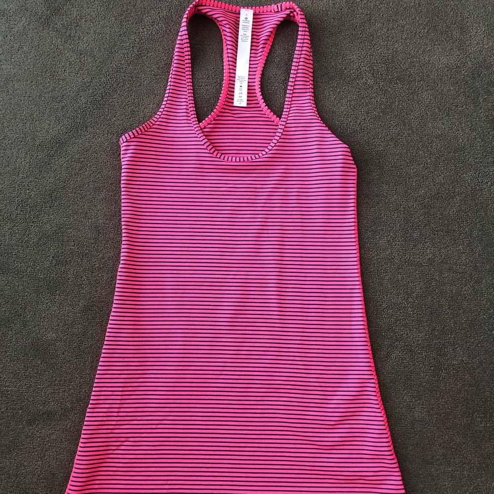 Lululemon pink striped racer back tank